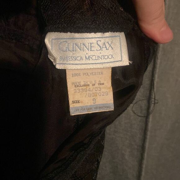 GUNNE SAX by JESSICA MCCLINTOCK Vintage Black Lace Dress Size Small - Picture 10 of 13